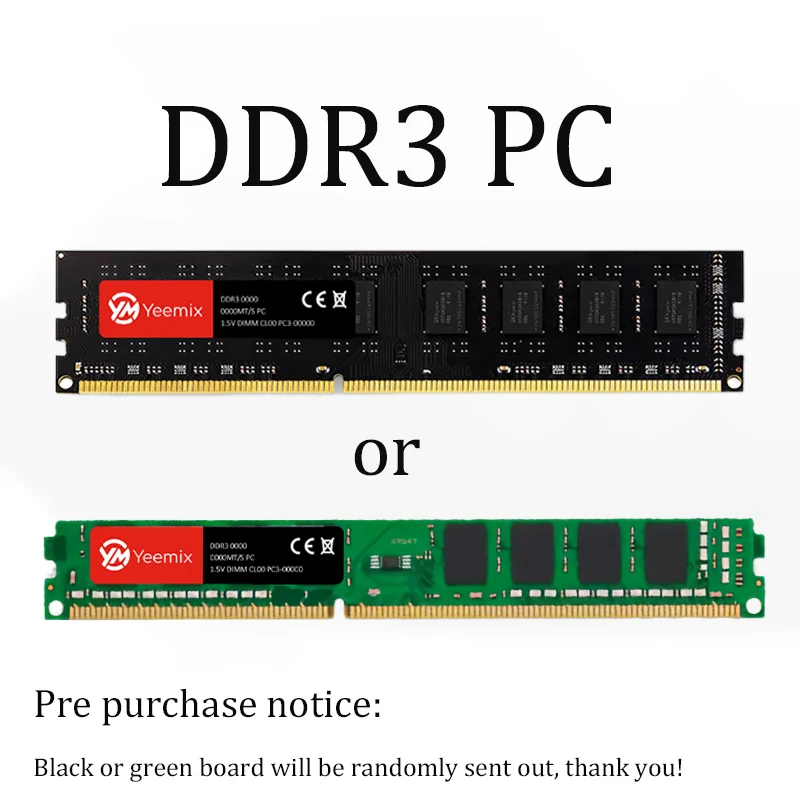Yeemix DDR3 U-DIMM 4GB 8GB 1066-1866MHz PC3 Desktop RAM