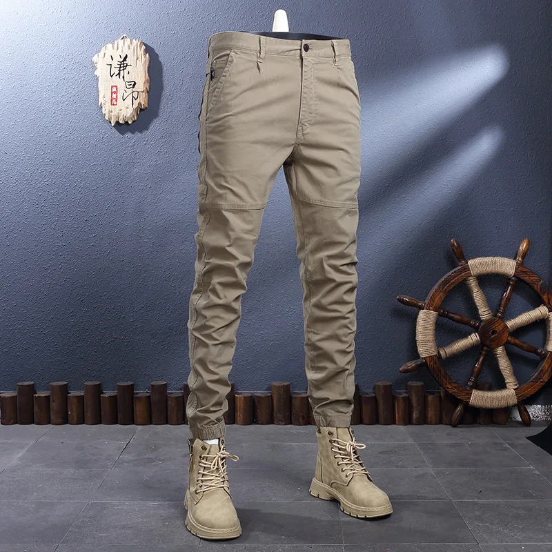 Overalls Men's Classic Simple Outdoor Mountaineering Men's Adventure Slim-Fitting Ankle-Tied All-Matching Casual Pants