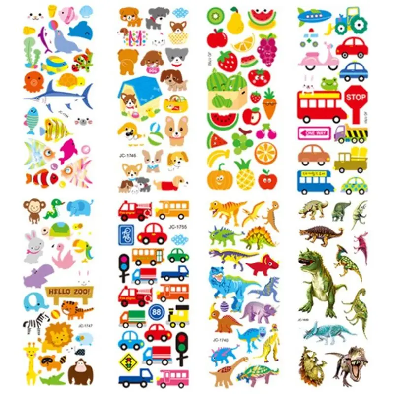 3D Wall Stickers Cartoon 3D Sticker 20Sheets Eco-Friendly Education Reusable Sticker Self-Adhesive Kids Room Stationery Decoration DXAF