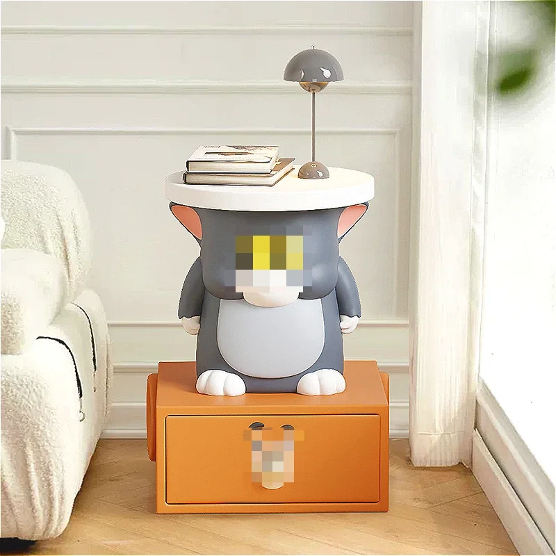 Creative Cartoon Bedside Table Small Coffee Table, Living Room Bedroom Children's Room Boy Bedside Storage Cabinet Side Table