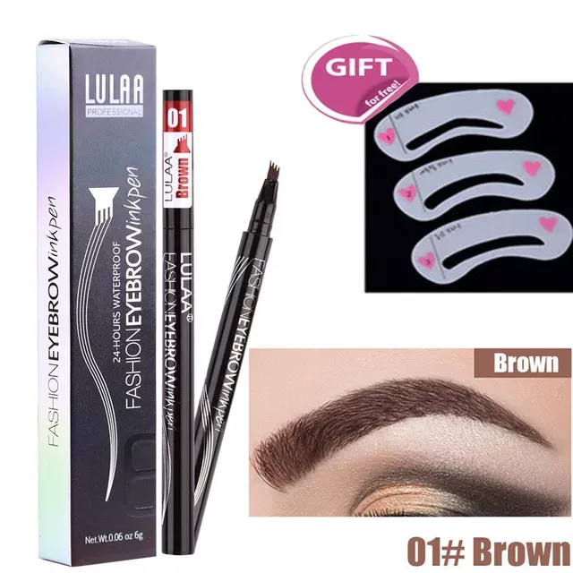 IN Four-Pronged Eyebrow Pencil Eyebrow Brush Split Liquid Waterproof Long-Lasting Eyebrows Enhancer Pencil Eyebrow Shadow