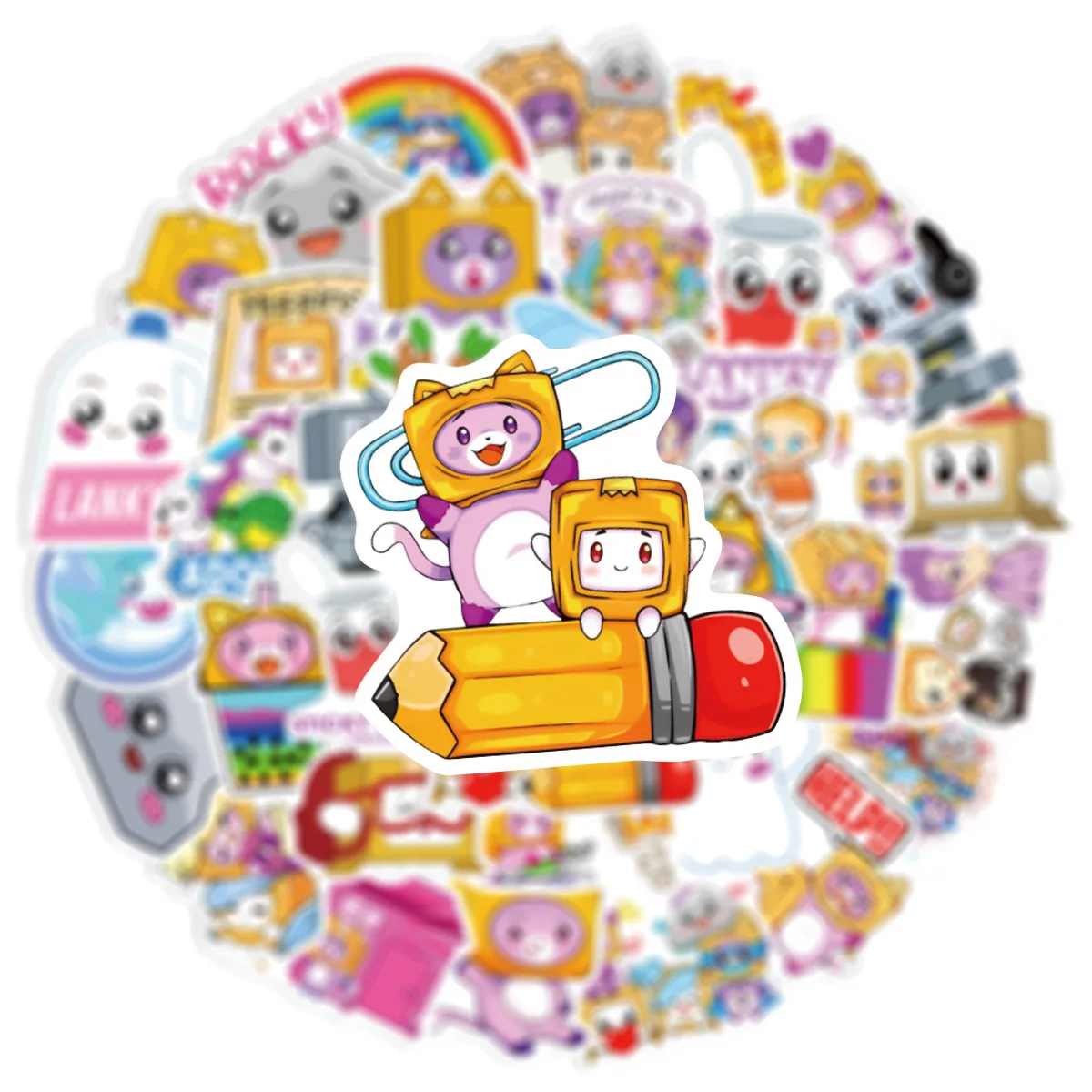 50Pcs Lankybox 낙서 스티커 물병 노트북 전화 자전거 수하물 케이스 스케이트 보드 스티커