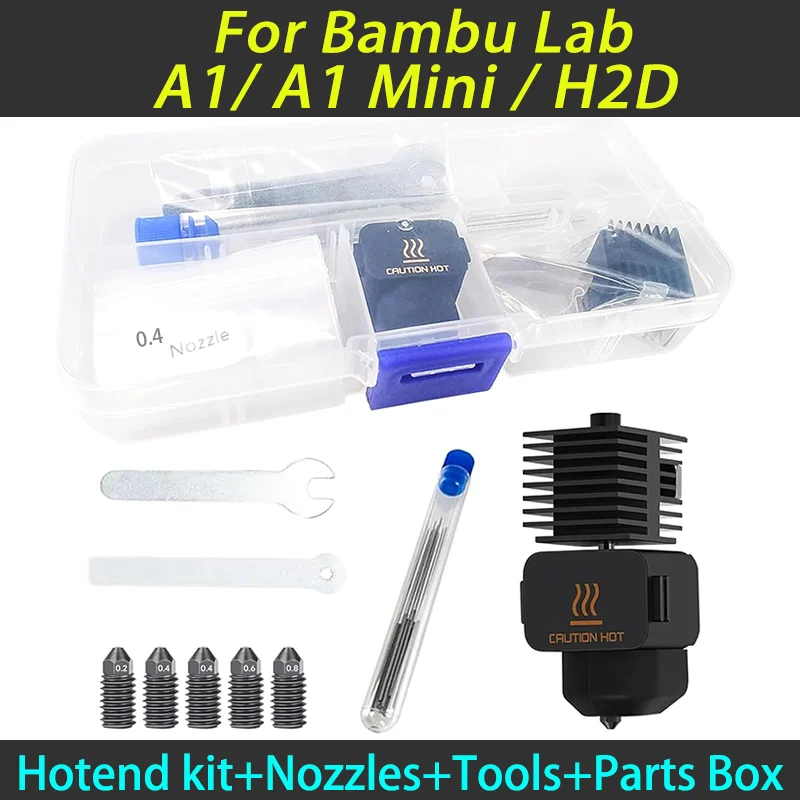 For Bambu Lab A1/A1 Mini/H2D Hotend kit ,with 5pcs Hardened Steel