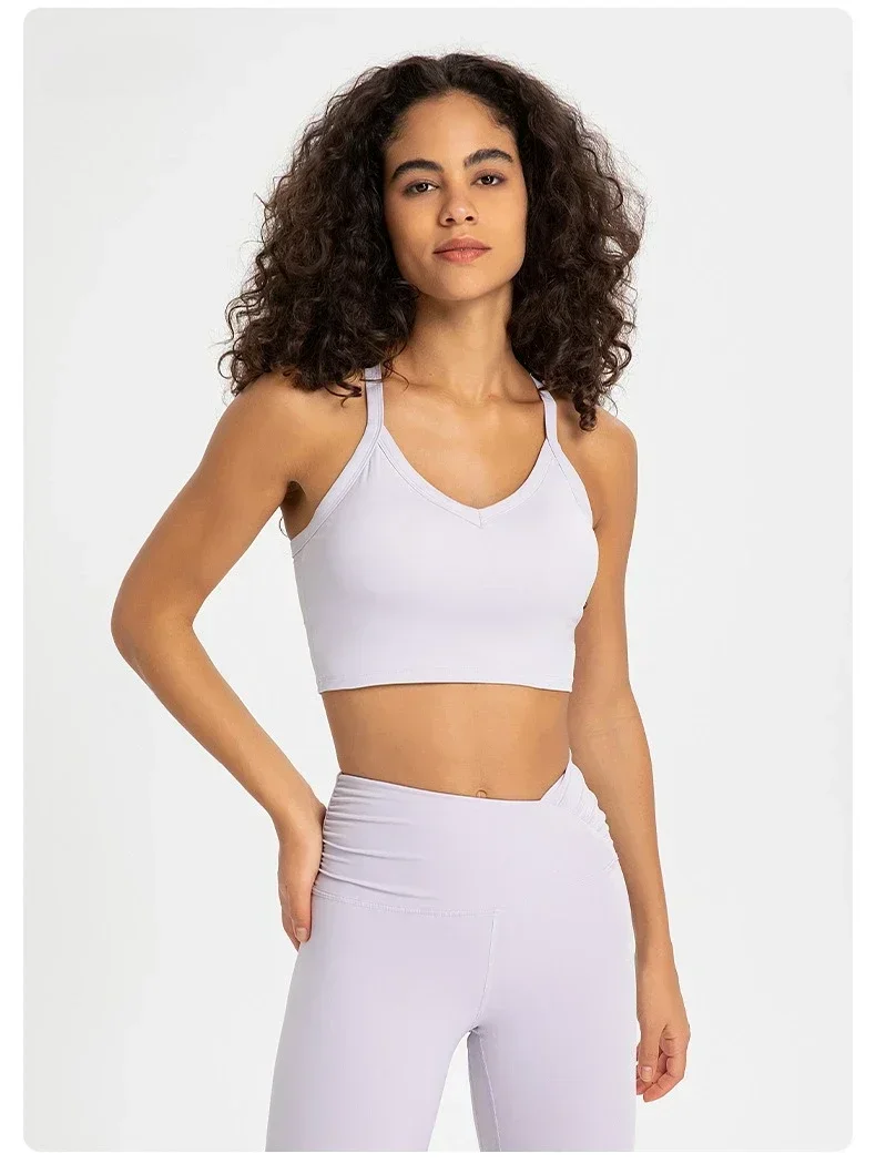 Lemon Sexy Cross Hollow Back Sports Bra Push-up High Elastic Nude Yoga Tank Top Underwear Women Gym Clothes Fitness Running Vest