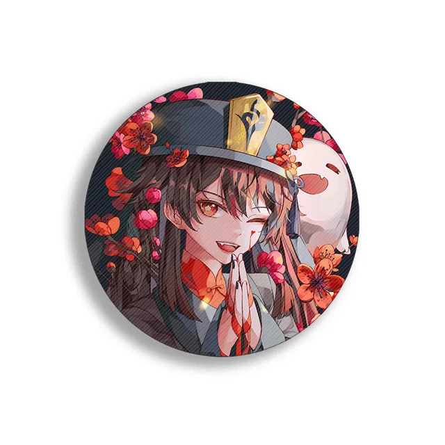 58mm Game Genshin Impact Brooch Pins Anime Badge Cosplay Yae Miko Xiao Zhongli Accessories For Clothes Backpack Decoration Gift Hutao