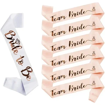 1 Set Fascia Nuziale in Raso Oro Rosa con Scritta Team Bride To Be, Decorazione per Addio al Nubilato