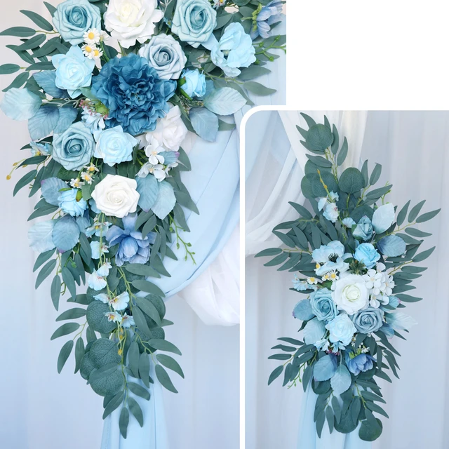Empoeirado Azul Artificial Casamento Arco Flores Kit, Draping Tecido,  Arranjo Ganhos, Pano De Fundo Decoração, Branco, Cerimônia - AliExpress