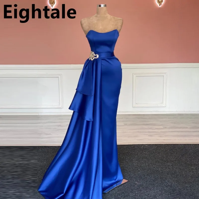 

Eightale Royal Blue Mermaid Evening Dresses With Crystals Beaded Wedding Party Dress Formal Women Special Occasion Dress