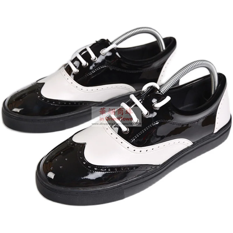 Dark Popping University High School Student Shoes Guy Perfessional Locking Fashion Lacquer Leather Shiny Stage Dance Shoe Male 5