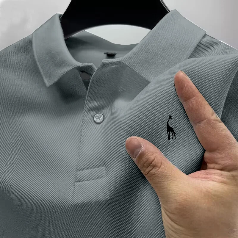 

AIOPESON New Man Polo Shirt Mens Casual Deer Cotton Polo shirt Men Short Sleeve High Quantity polo men