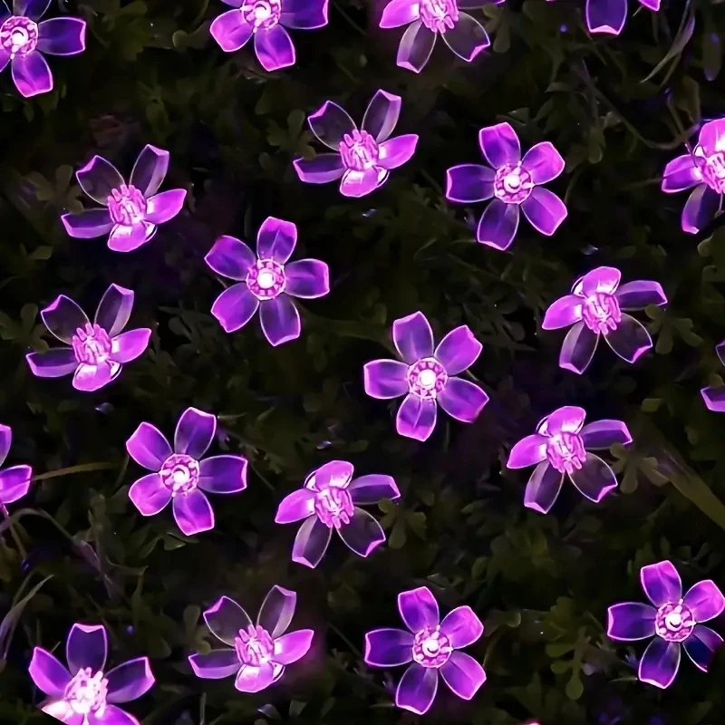 12M 100Leds Solar String Lights Outdoor Waterproof 8 Mode Battery Operated Cherry Flower Light Christmas Garden Party Decoration 2