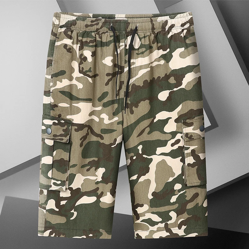 

2024 High Quality Summer Trend Fat Cotton Camo Shorts Men Plus Fat Plus Size Casual Seven Points Fat Man Medium Pants 2XL-8XL