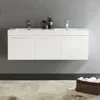 60 Inch White Wall Hung Modern Double Bathroom Vanity - Includes Integrated White Sink with 3 Cabinets - Faucet Not Included 1