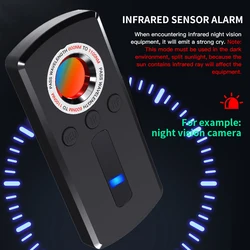 Newest Anti Spy Detector Portable Pinhole Hidden Lens Detect Gadget for GPS Tracker Hidden Camera Finder Eavesdropping Device