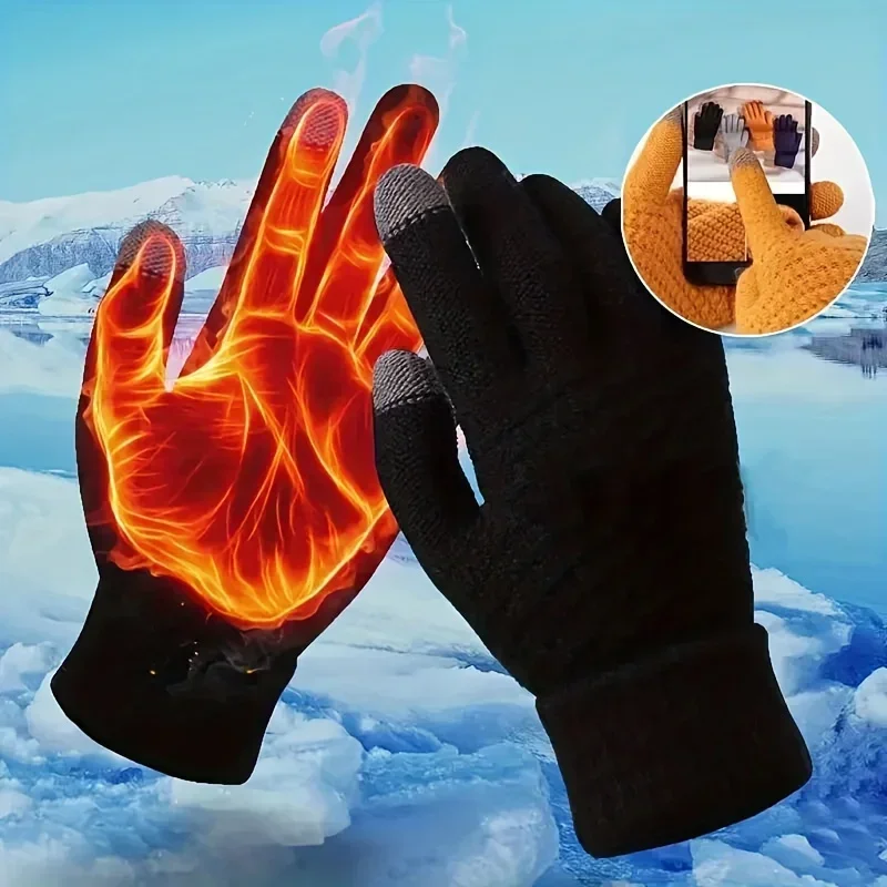Touch Screen Gloves Winter Touch Screen Gloves Women Men Heavy-Duty Velvet Lining Wind Cold Proof Thermal Gloves Cycling Running Skiing thermal gloves