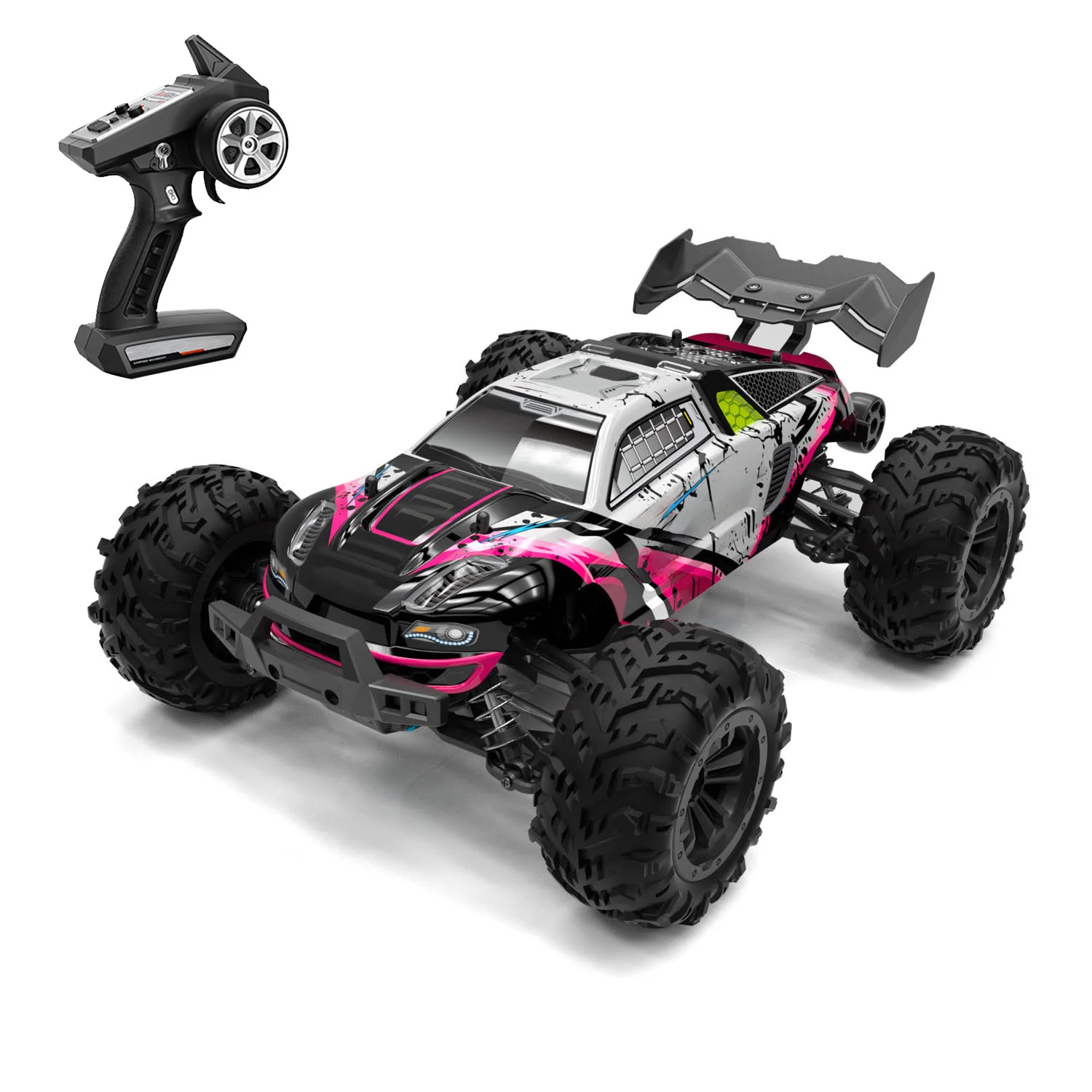 Image rapprochée du moteur brushless et de la suspension de la voiture RC tout-terrain 1/16 JJRC Q117 4x4 70km/h Brushless RTR