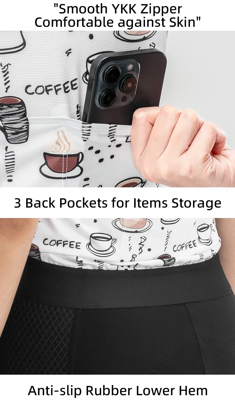ROCKBROS Cycling Jersey Women Biking Clothing Sportswear Breathable Mesh Shirt With YKK Zipper Anti-slip Bicycle Clothes