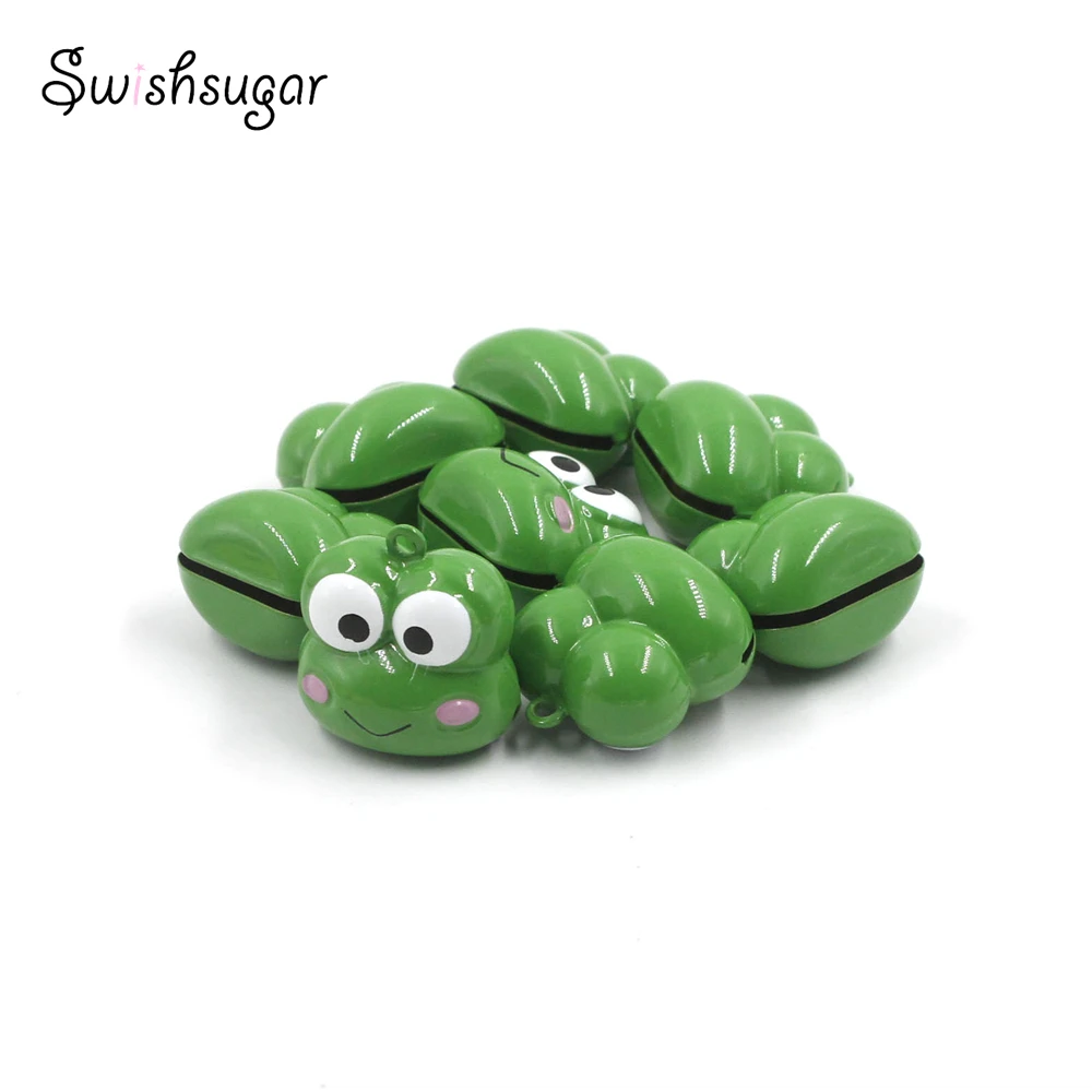 Cartoon Metal Frog Animal Jingle Bell Charms Pendant Kids Children Keychain Bracelet Necklace Jewelry Finding Accessories
