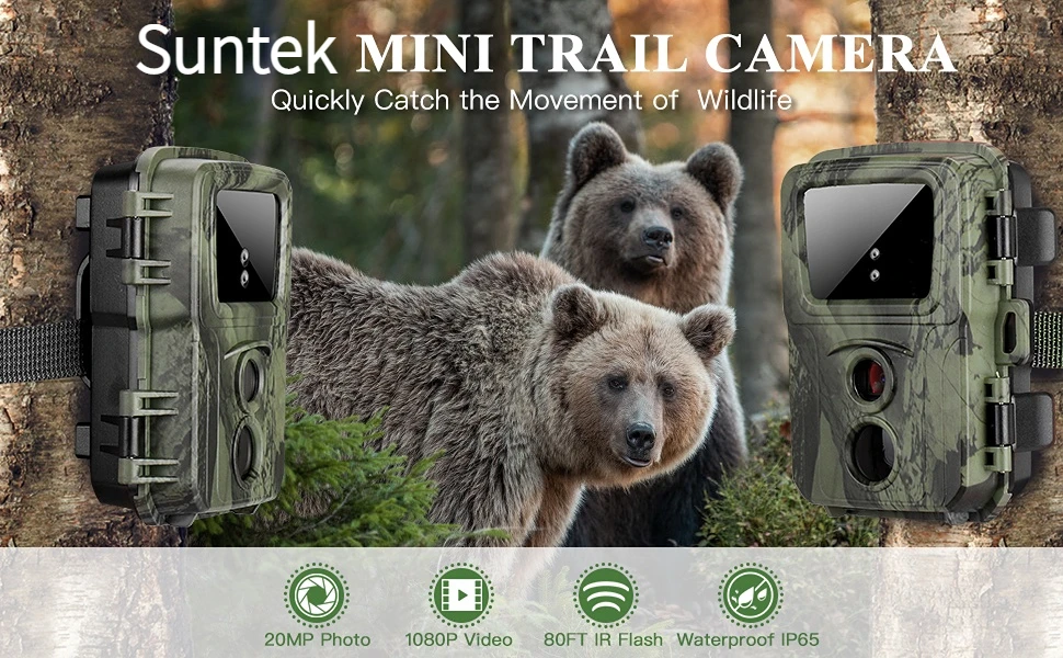 Description Picture 2 of itemMini Trail Camera 2 Pack 20MP 1080P Game Cameras Night Vision Motion Activated Waterproof Hunting Cam Wildlife Monitoring Trap