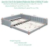 Queen Size Upholstered Platform Bed Frame Set Wood Bedroom Furniture Sofa Daybed Adults Kids with No Box Spring Needed Rustic 2