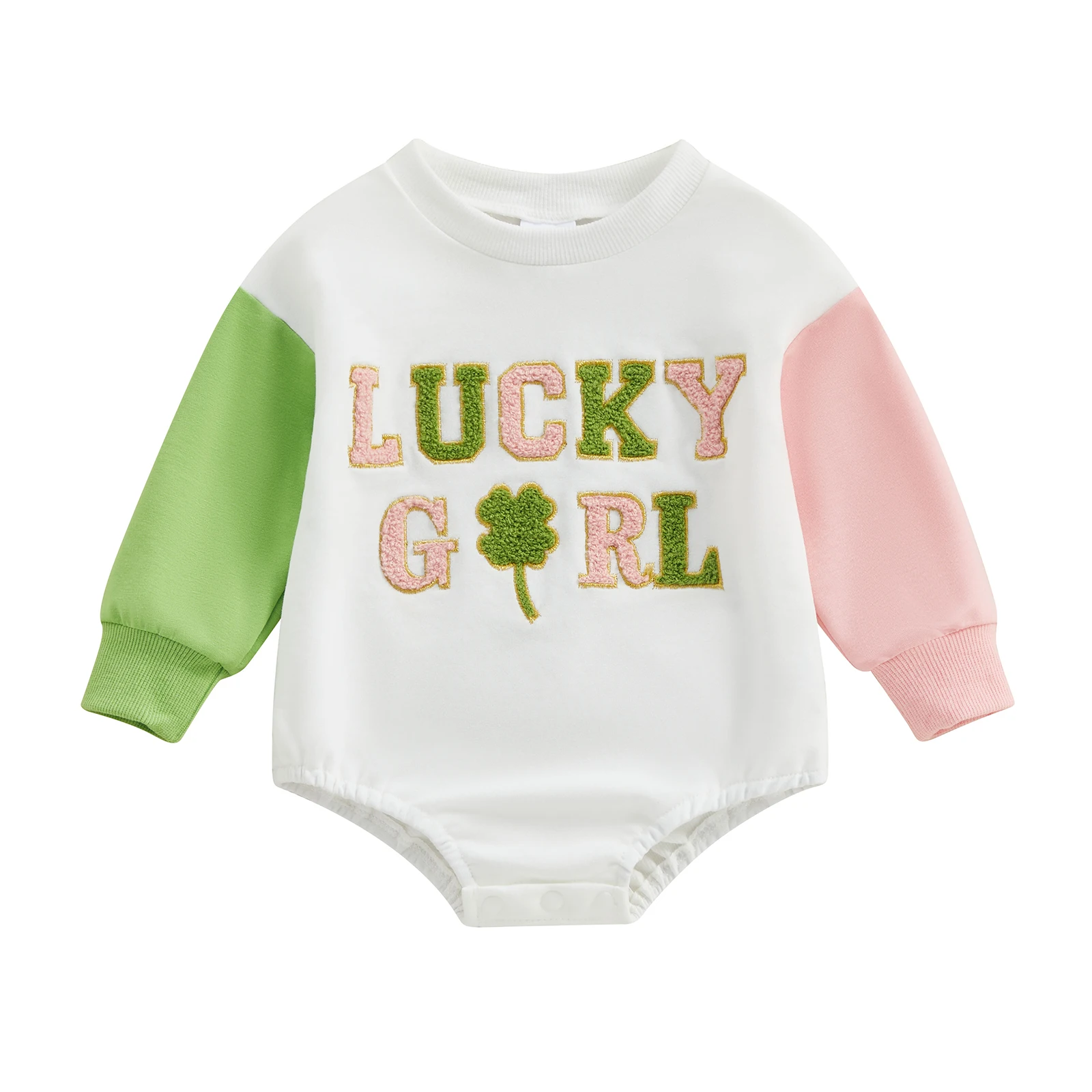 

Neborn Baby Girl Clothes Toddler Baby St Patrick S Outfit Cute Long Sleeve Romper Letter Four Leaf Clover