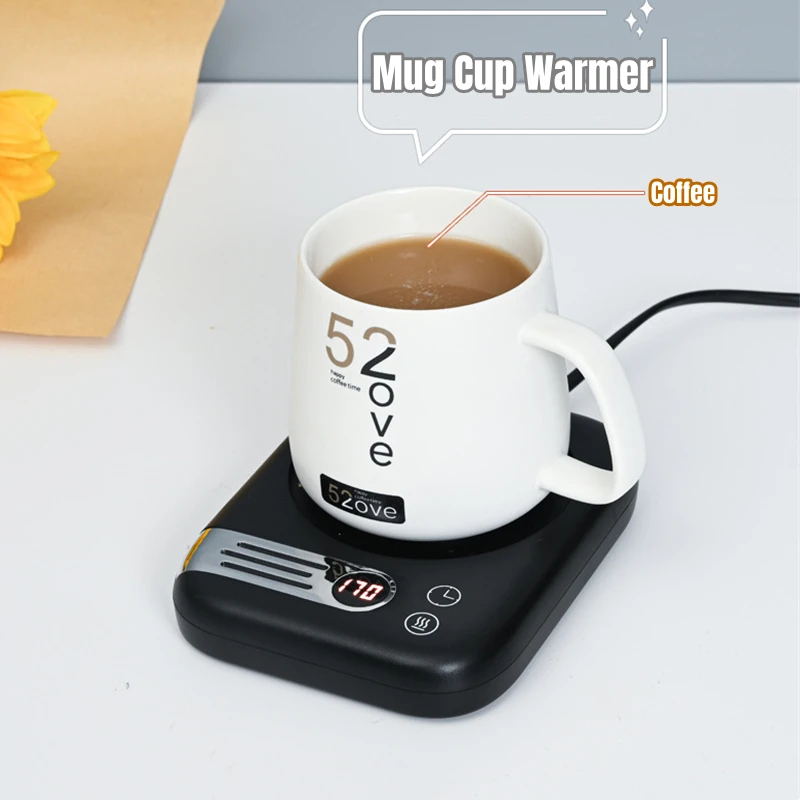 Smart Coffee Mug Heater Water Drinks Milk Cup Warmer Timing Constant Temperature Heating Coaster 3-gear Settings for Home Office high grade warm heater velvet electric heating blanket 4 gear temperature timing controller room electric blanket pad mat