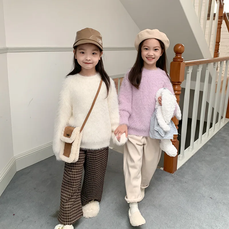 

Детский корейский мягкий Однотонный свитер для девочек, новинка зимы 2023, кардиган для девочек, зимняя одежда для маленьких девочек