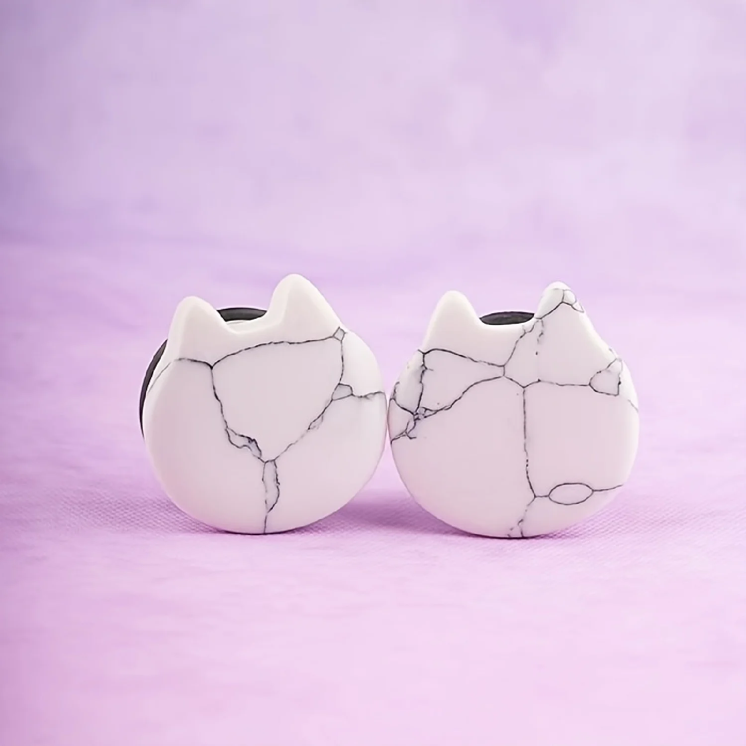 2 Stück süßer und süßer Stil Katze Ohr Stein Ohr Expander Körper Piercing Schmuck geeignet für tägliches Pendeln und Geschenken – Detail 3