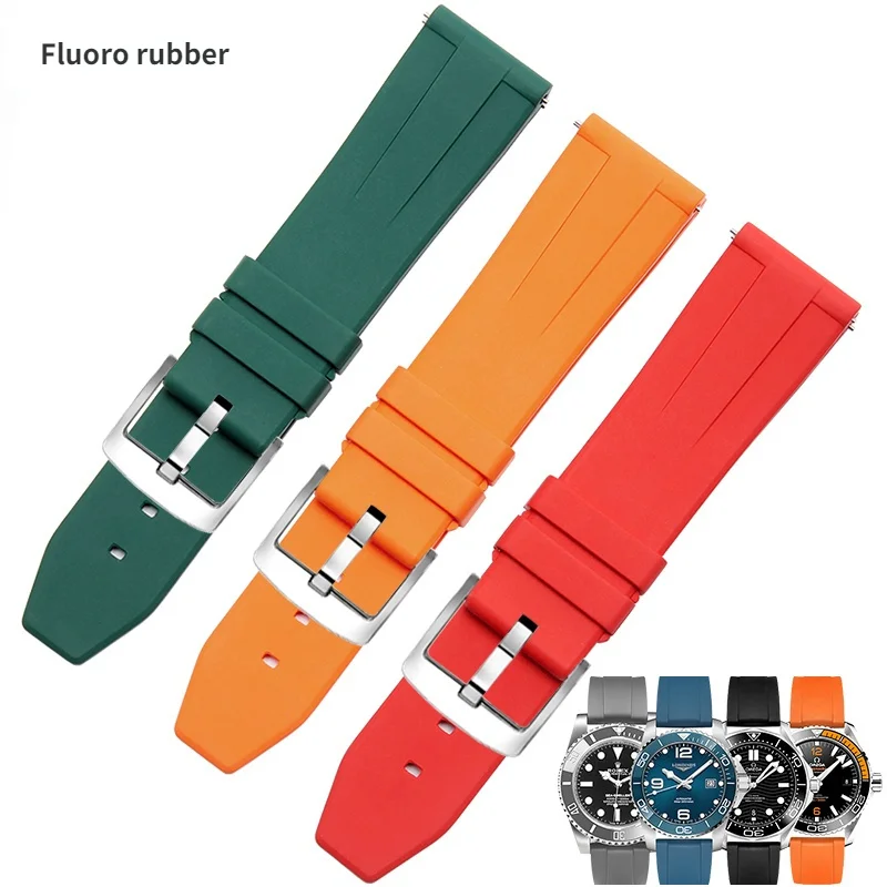 

Fluorine rubber strap compatible for Omega Breitling Rolex Panerai Longines ConcasTudor silicone watch band 20mm 22mm 24mm