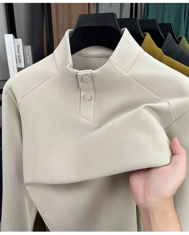 Herbst und Winter Neue männer Sweatshirt Taste Stehkragen Casual Langarm T-shirt Vielseitig Warme Pullover Top – Detail 4