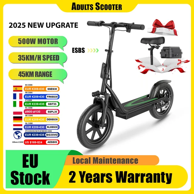 Trottinette Électrique Pliable Puissante Upgrate 2026 ESBS/TX01, Autonomie Super Longue 25/45KM, Moteur 350W/500W, Livraison Rapide, Trottinette Intelligente 1