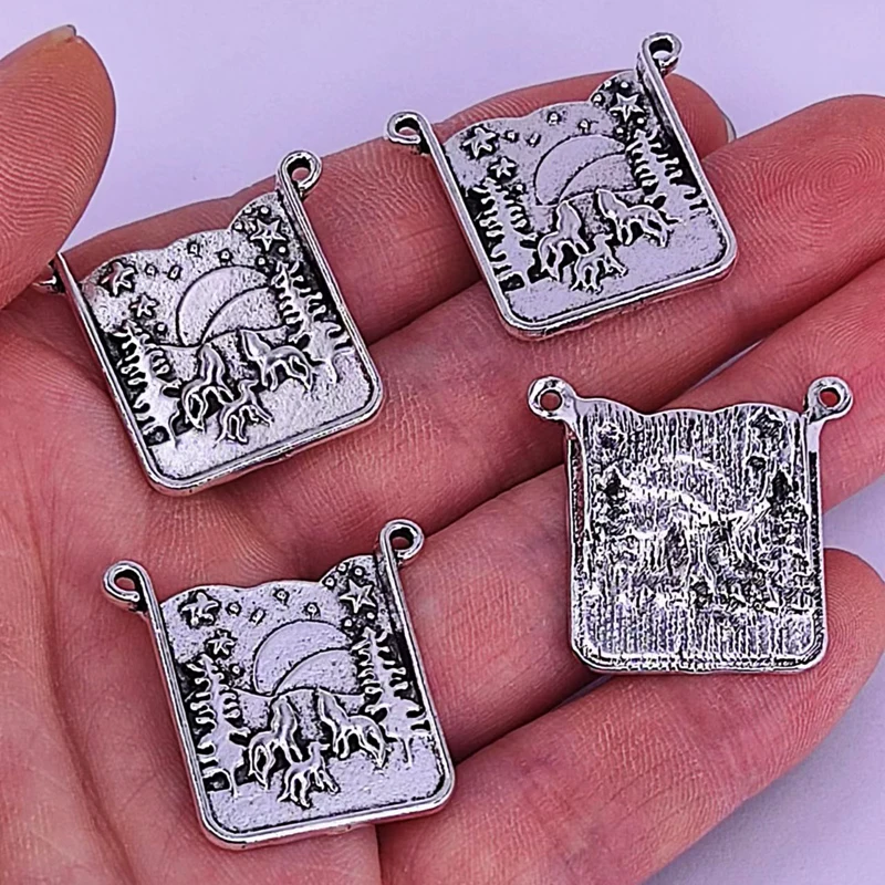 

50pcs new tree and wolf Stars and moon mountain night pendant charm Nature Camping Hiking Jewelry for women DIY Accessories