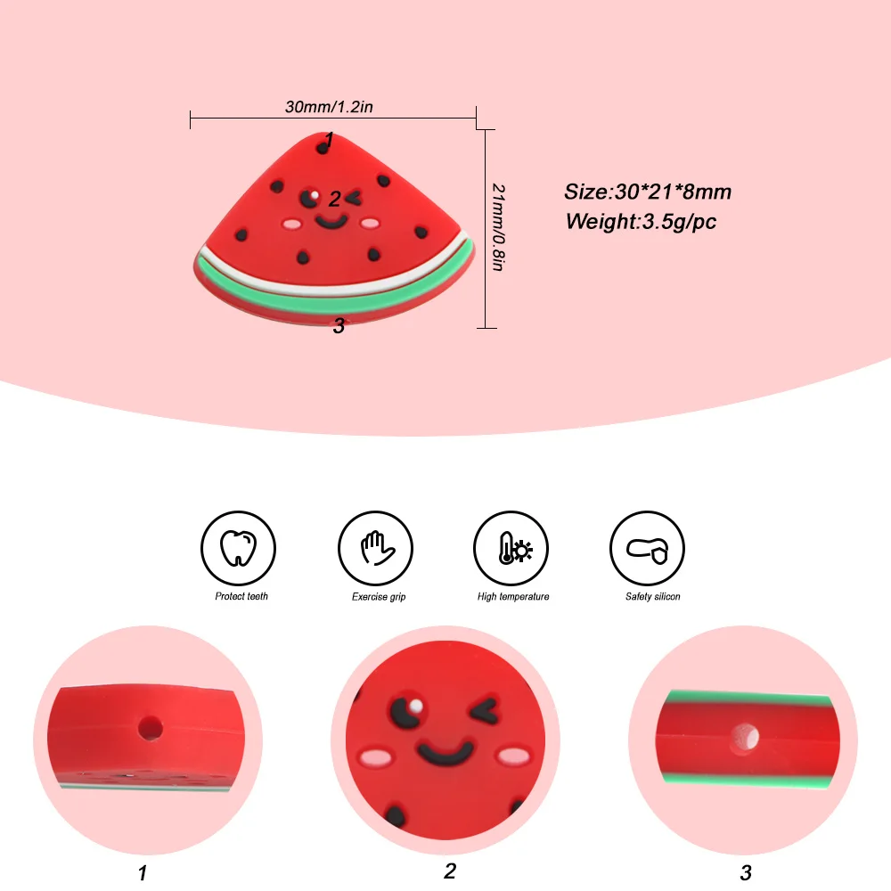 5/10pcs 실리콘 구슬 딸기 수박 파인애플 과일 초점 구슬 DIY 젖꼭지 체인 팔찌 보석 만들기위한