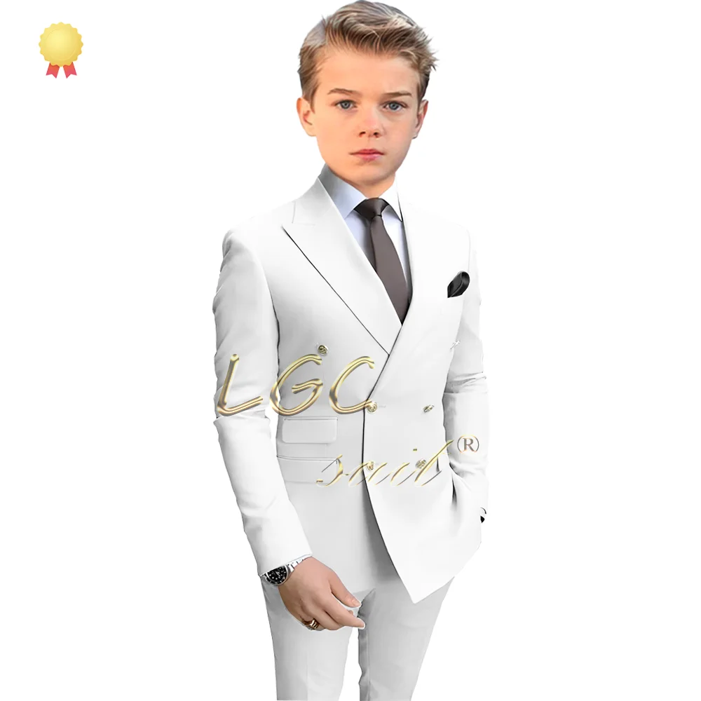 Children's gold double-breasted suit (jacket + trousers) suit for children aged 2~16 for wedding formal events boys formal suit set