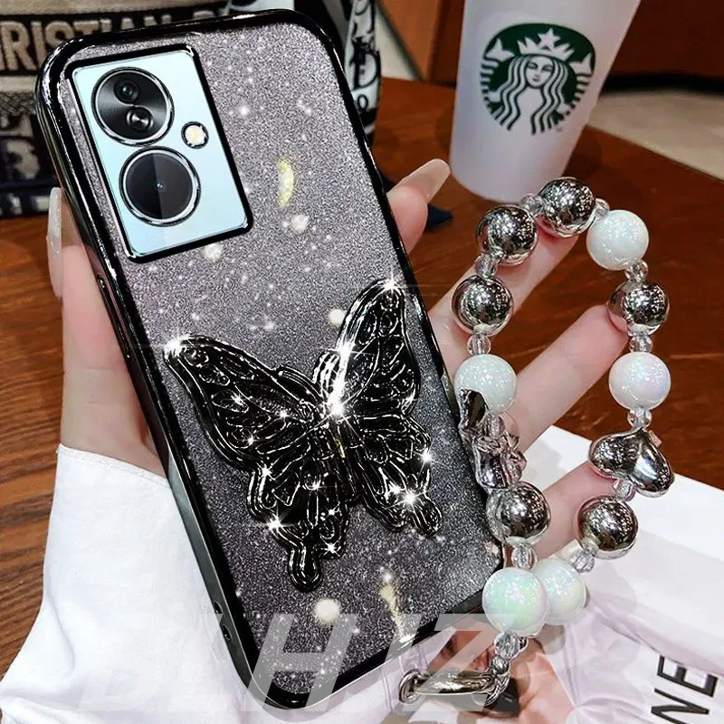 3D Butterfly Glitter Bracelet Phone Case Holder