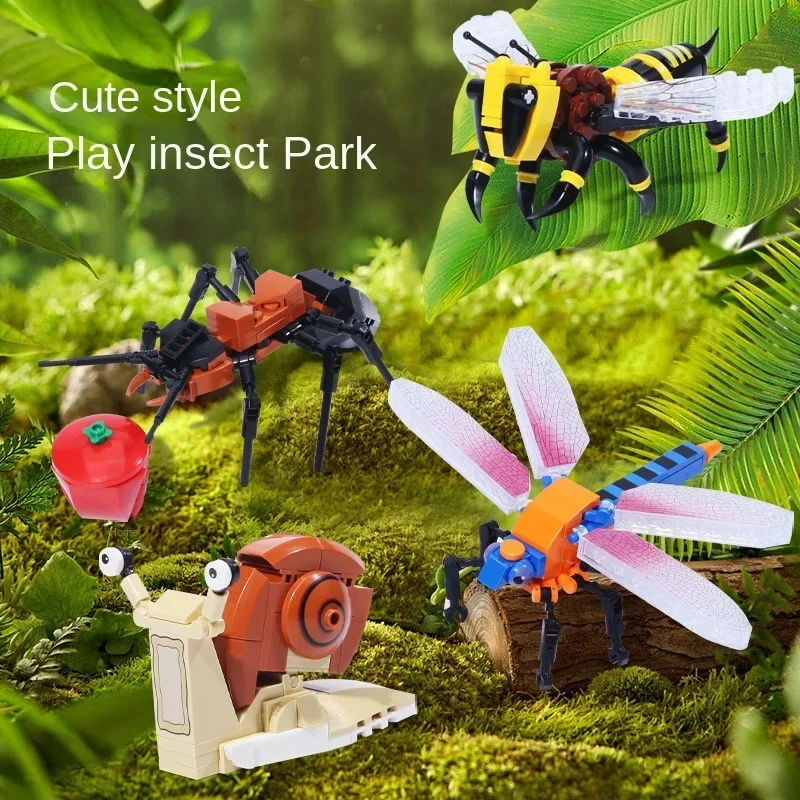 Creative Insect Series Butterfly Building Block Beetle Mantis Biological Model Decoration Bricks Toy Gift for Kids Adult