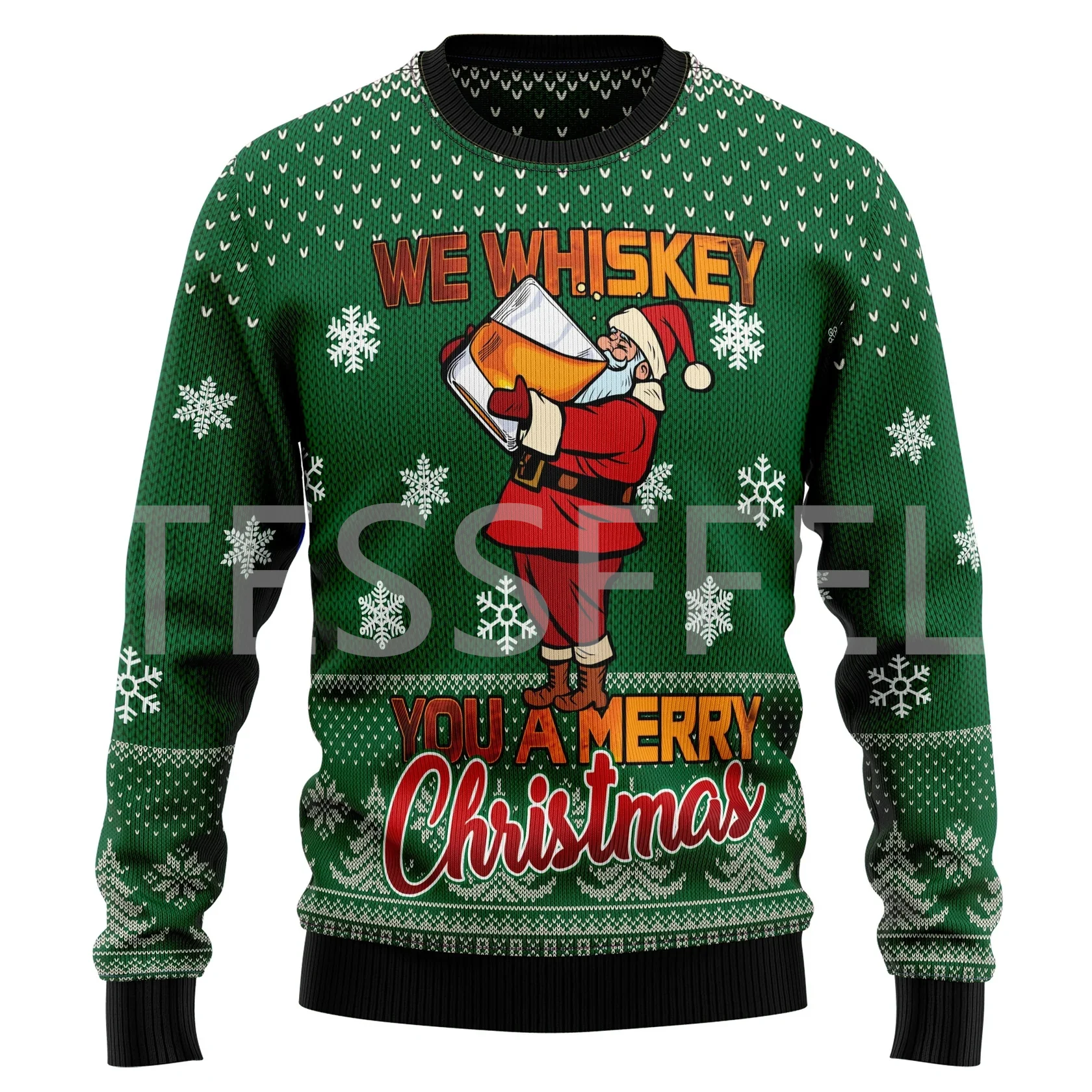 thumbnail image 1 of Suéter feo navideño con dibujo de perro, gato, Papá Noel, tatuaje retro, mangas largas, estampado 3D, otoño e invierno, jersey informal Harajuku X15, 1 of 5