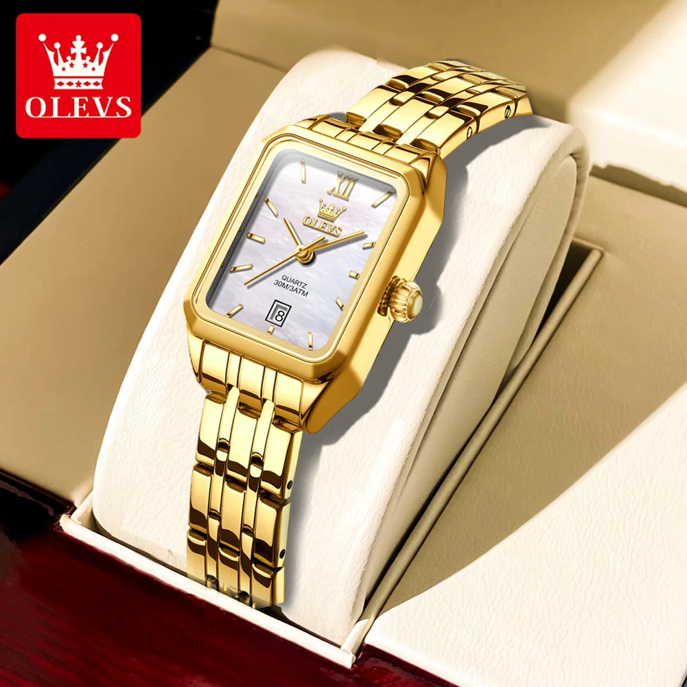 OLEVS Orologio Da Coppia In Acciaio Inox – Quarzo Giapponese, Impermeabile 3ATM, Calendario, Con Scatola Regalo