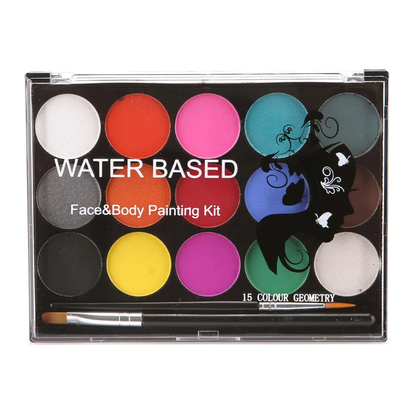 15 Colors Face Body Painting Non Toxic Safe Water Paint Oil with Brush Christmas Halloween Makeup Party Tools 4
