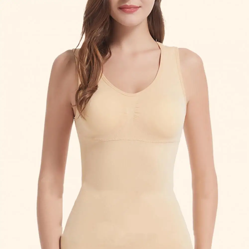 Description Picture 6 of itemSeamless Body Shaper Bra Tank Top Women Tummy Control Removable Pad Wide Shoulder Strap Underwear Slimming Vest Corset Shapewear