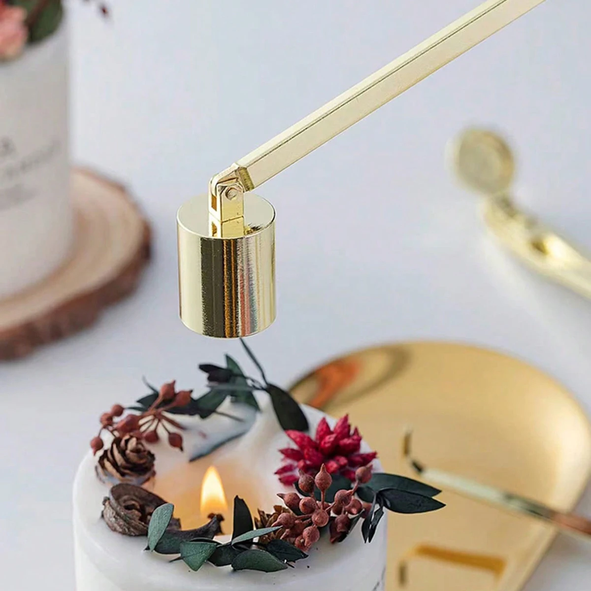 1pc-Round Shape Stainless Steel Candle Desk Home Tool Oil Lamp Cutter Flame Snuffer Wick Trimmer Put Out Fire On Bell Dipper