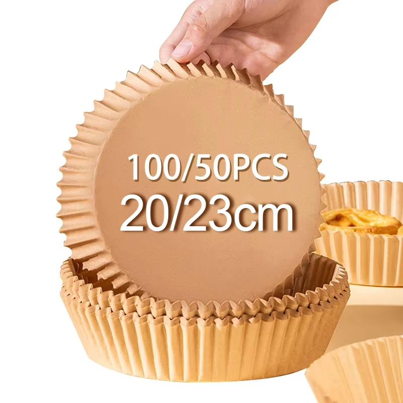 Disposable Air Fryer Paper Liner 100/50/30PCS 20/23CM Oil-proof Water-proof Airfryer Disposable Cooking Paper Trays Baking air fryer paper disposable air fryer liners