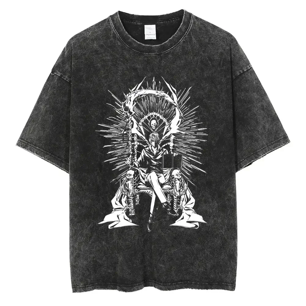Camiseta de anime Death Note lavada vintage Y2K – Camiseta gráfica Dark ...