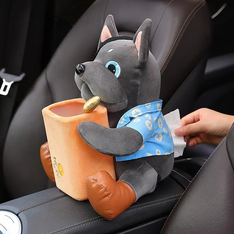 Cartoon Cute Car Tissue Box Creative Car Armrest Box Garbage Can 2 In 1 Tissue Bag Multi-functional Storage Bag For Home Office