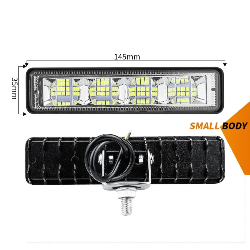 24LED 자동차 작업등 DRL 고휘도 스포트라이트, 오프로드 자동차 트럭 야간 운전 헤드라이트, 안개등 DC12V-60V, 6500K, 72W