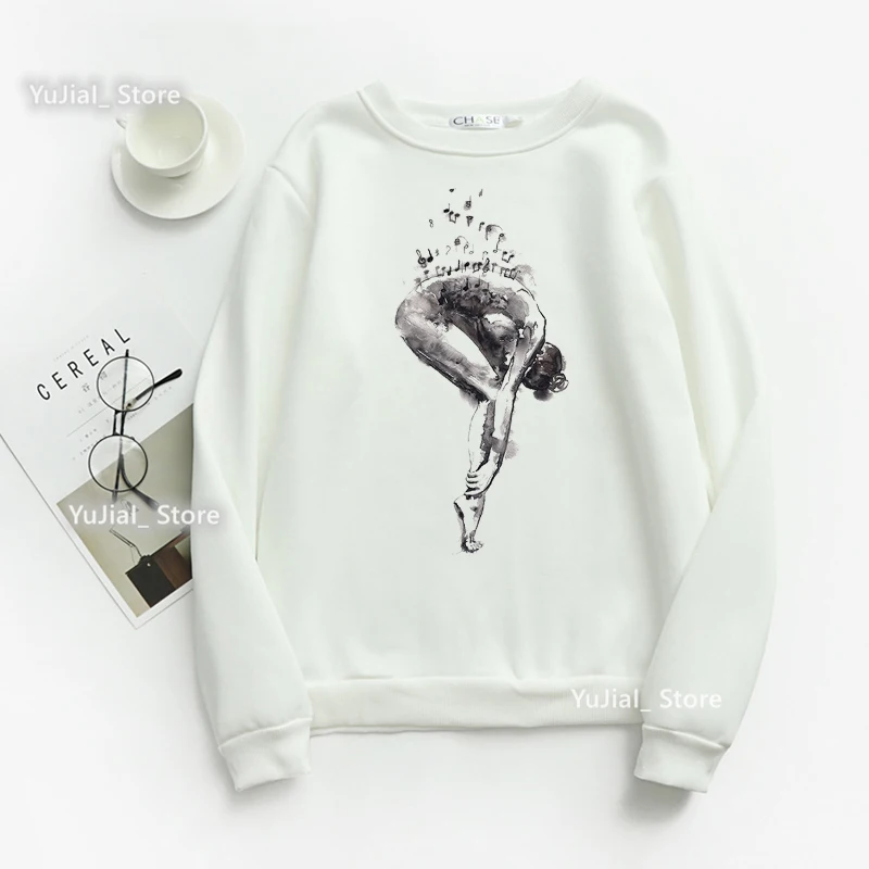 Vintage Sweatshirt Girls Ballet Music Lover Hoodies Women Aesthetic Clothes Funny Fashion Jumper Long-Sleeved Tops Tracksuit