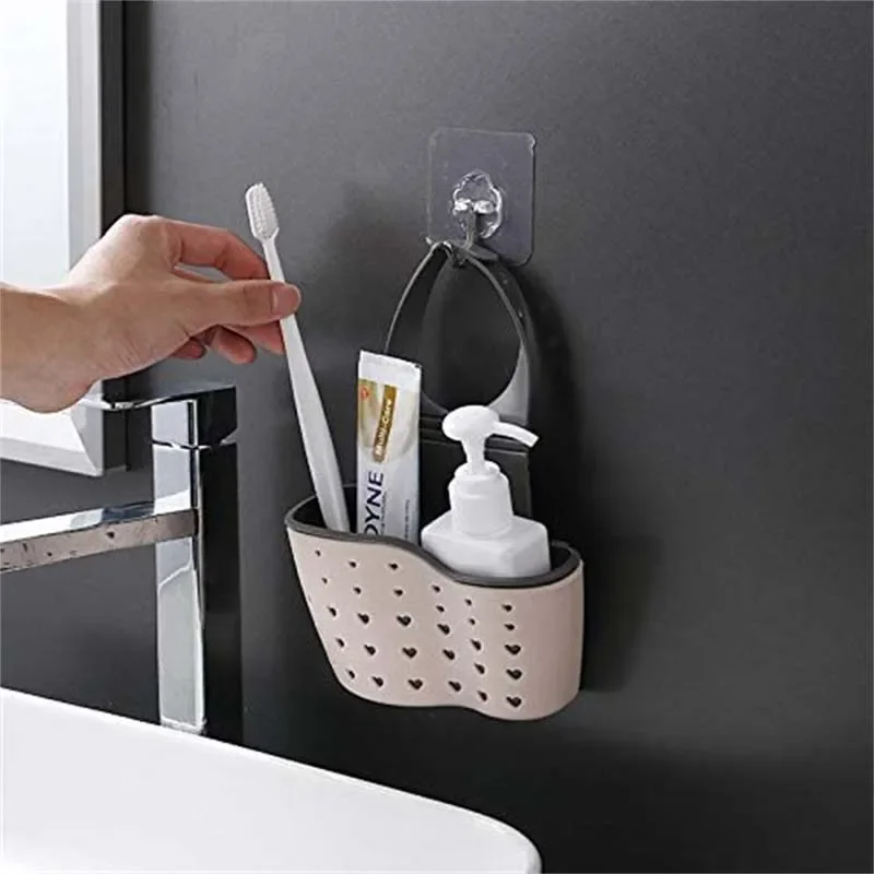 Kitchen Rubber Sink Bag Sink Draining Hanging Basket Adjustable Kitchen Accessories Soap Sponge Shelf Faucet Holder for Bathroom