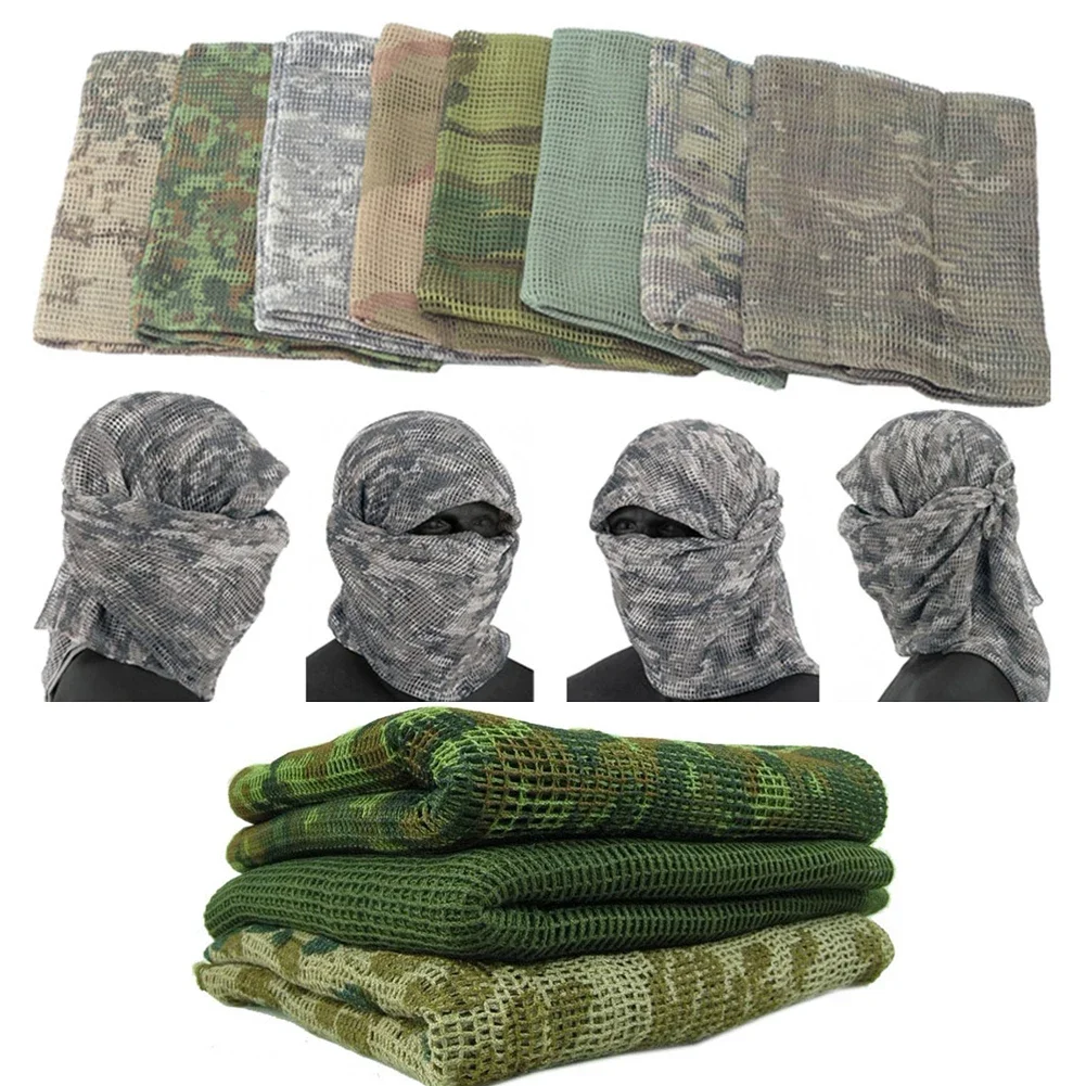 Tactical Scarf Outdoor Camouflage Mesh Net Scarves Camo Scarves Sport Sniper Face Veil Wargame Camping Hunting Cycling 3