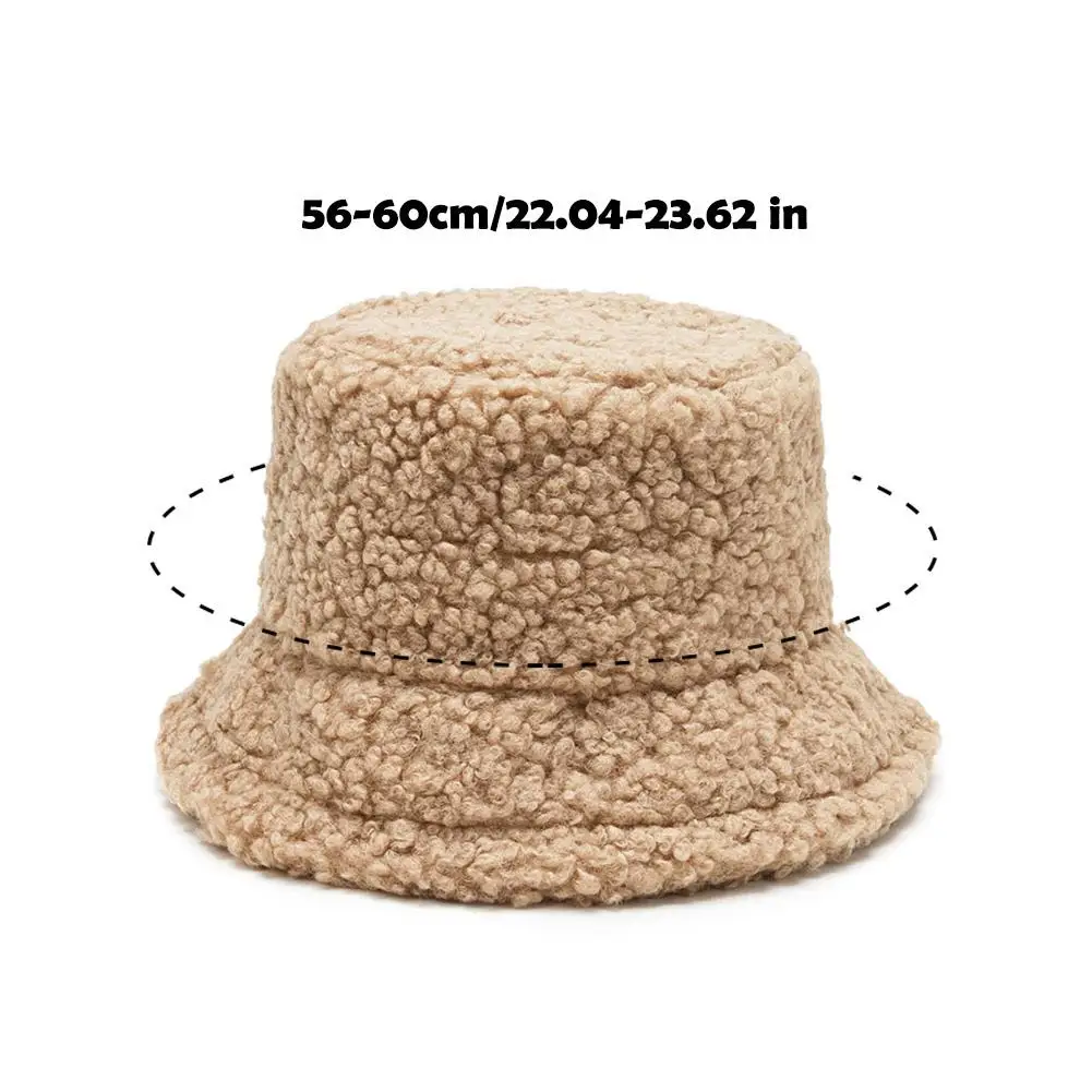Lamb Faux Fur Bucket Hat Winter Women Outdoor Panama Fisherman Hat