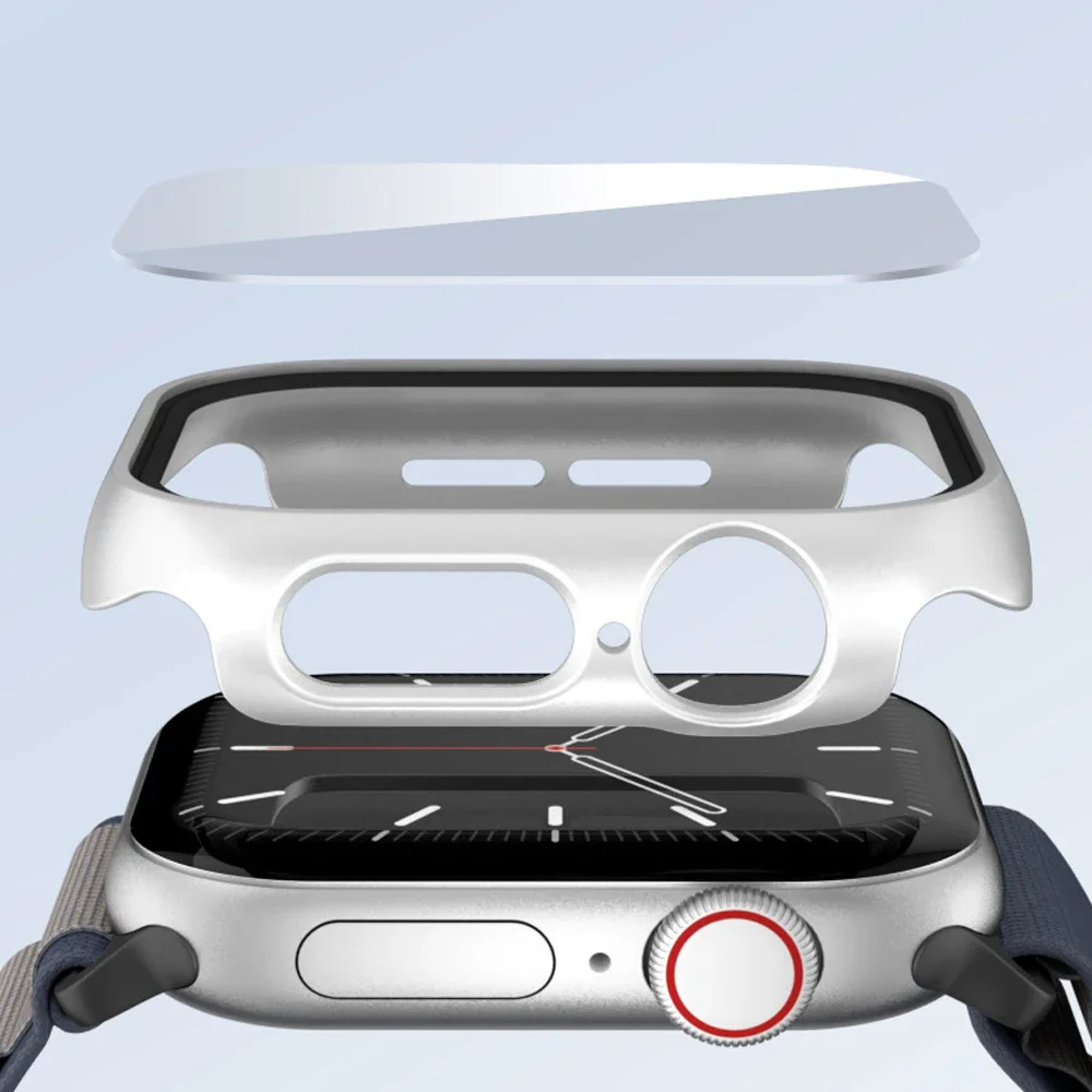 Premium Tempered Glass Cover with Matte Hard PC Bumper for Apple Watch Series 10